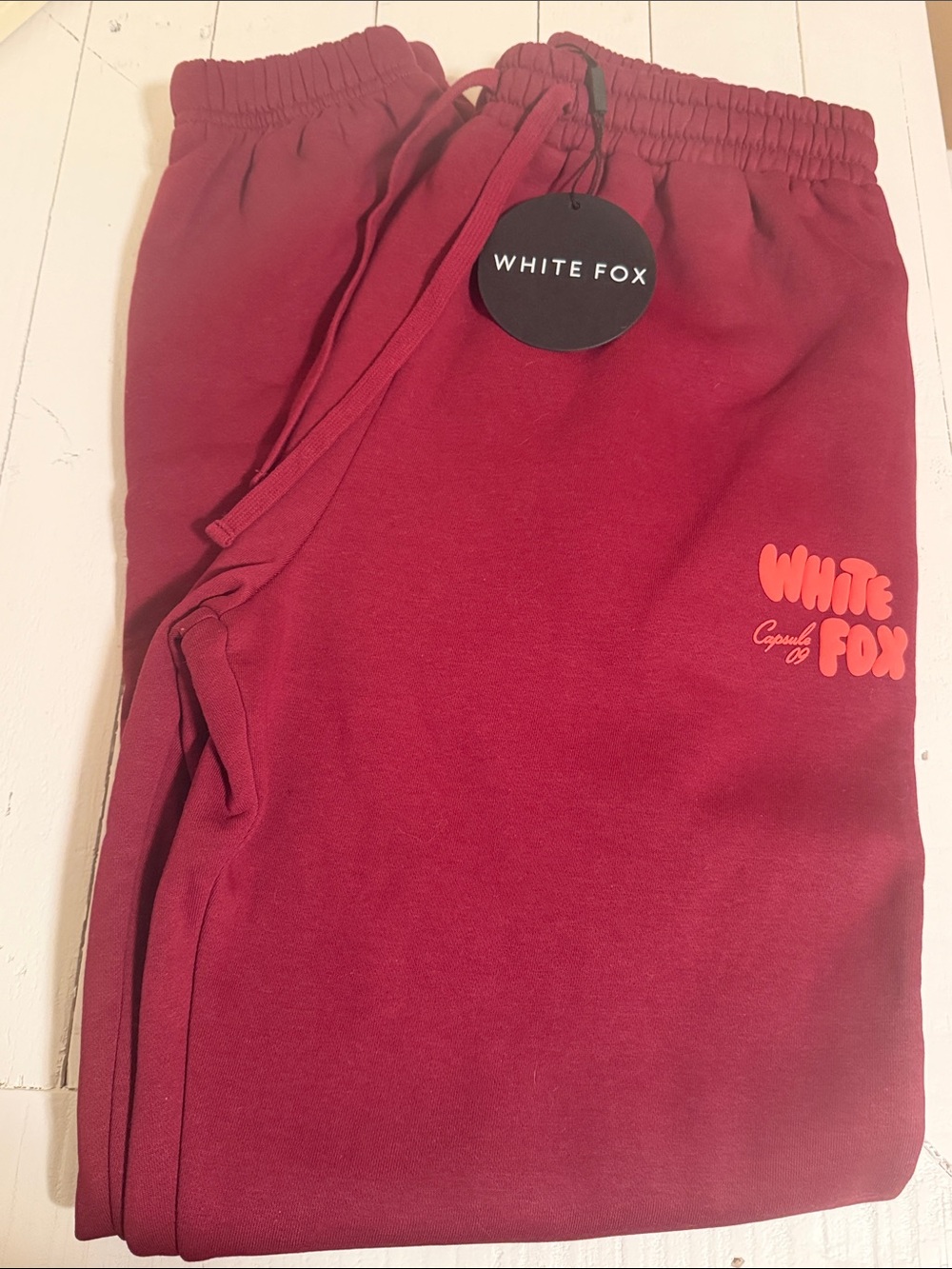 NWT White Fox Burgundy Sweatpants. Size Small.